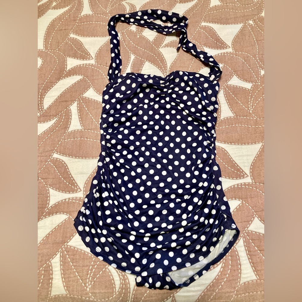Esther Williams Black & White Polka Dot Halter One-Piece Swimsuit - Women